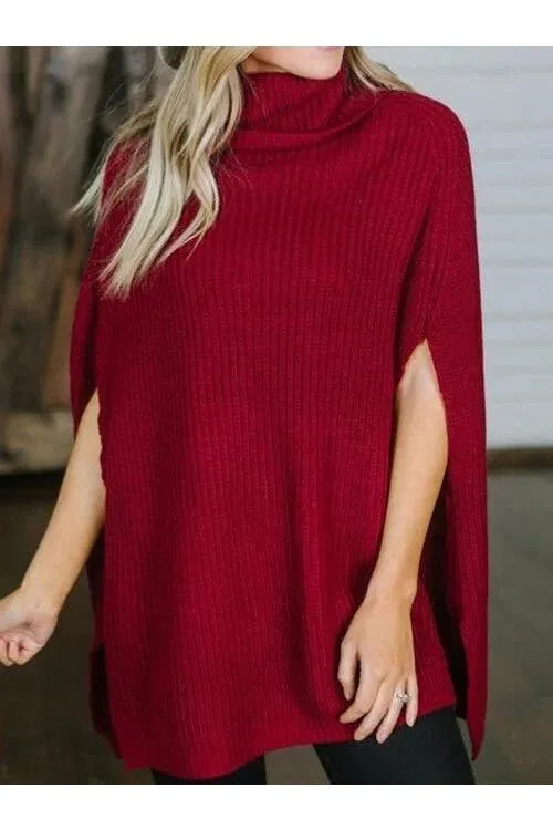 Turtleneck Slit Sweater