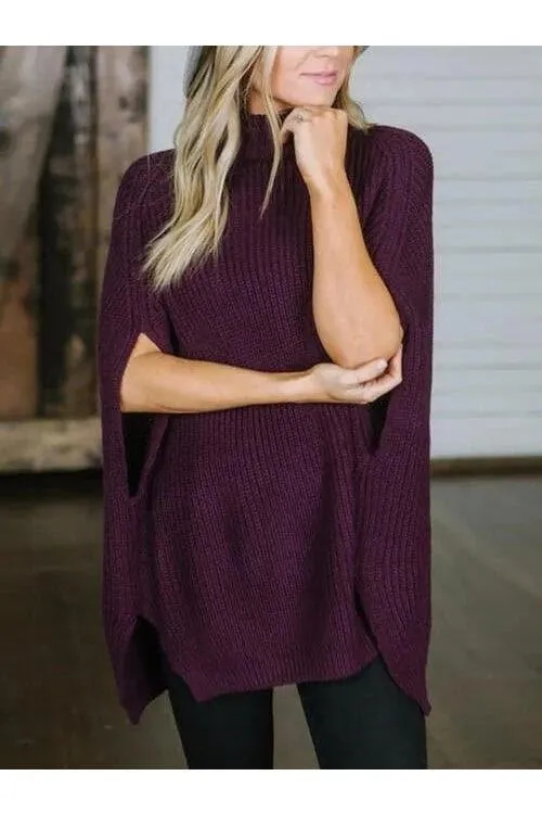 Turtleneck Slit Sweater