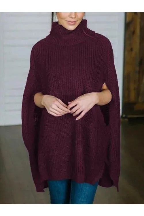 Turtleneck Slit Sweater