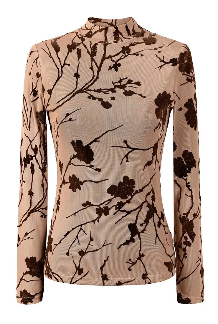 Velvet Printed Turtleneck Bodysuits