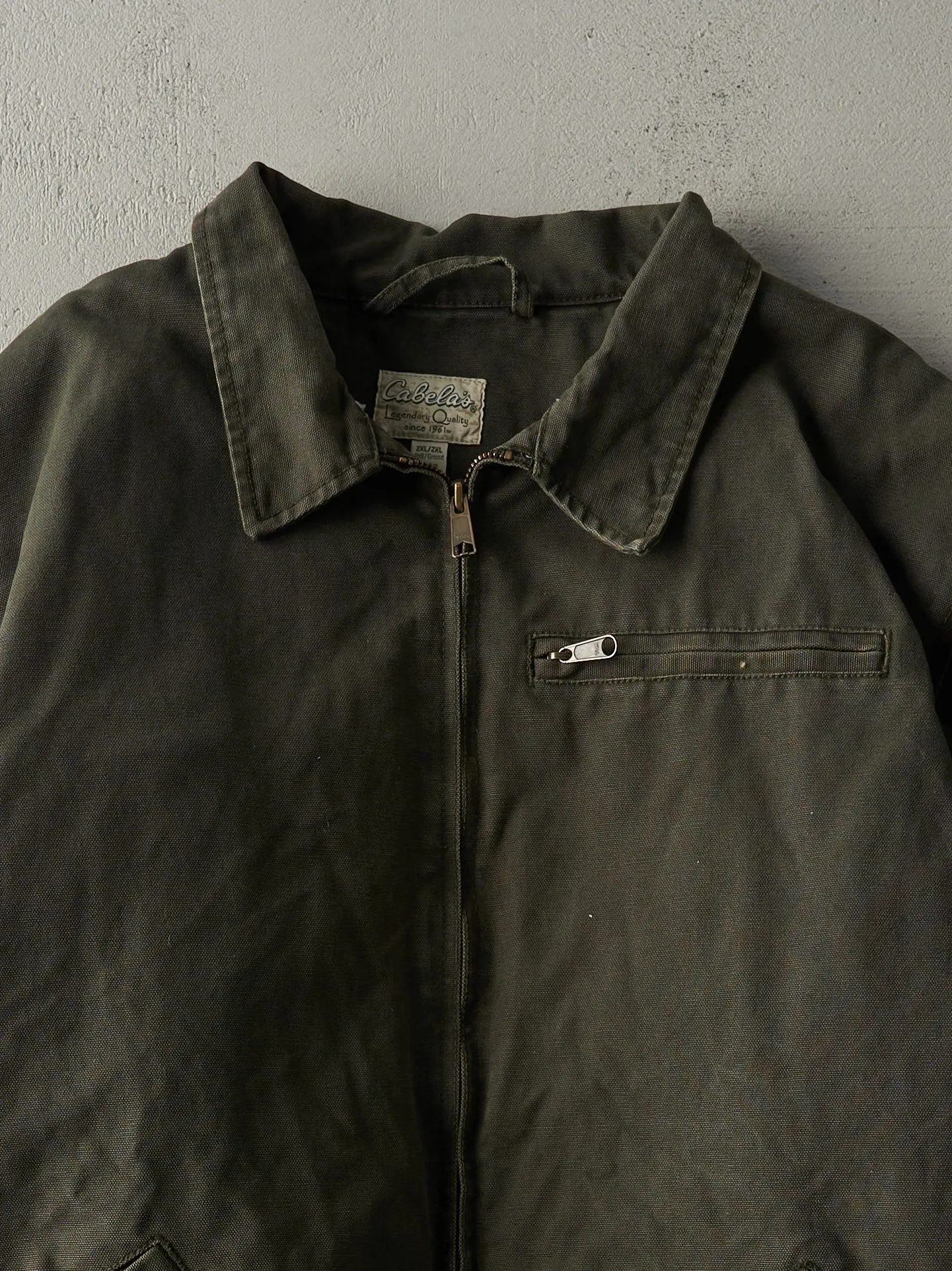 Vintage Y2K Green Embroidered Cabela's Sherpa Lined Workwear Jacket (L)