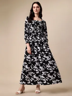 Wild Monochrome Animal Print Maxi Dress