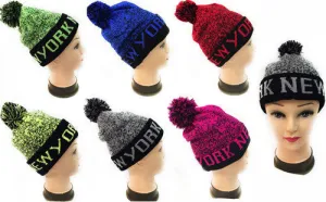 winter knitted beanie hat w/new york logo Case of 24