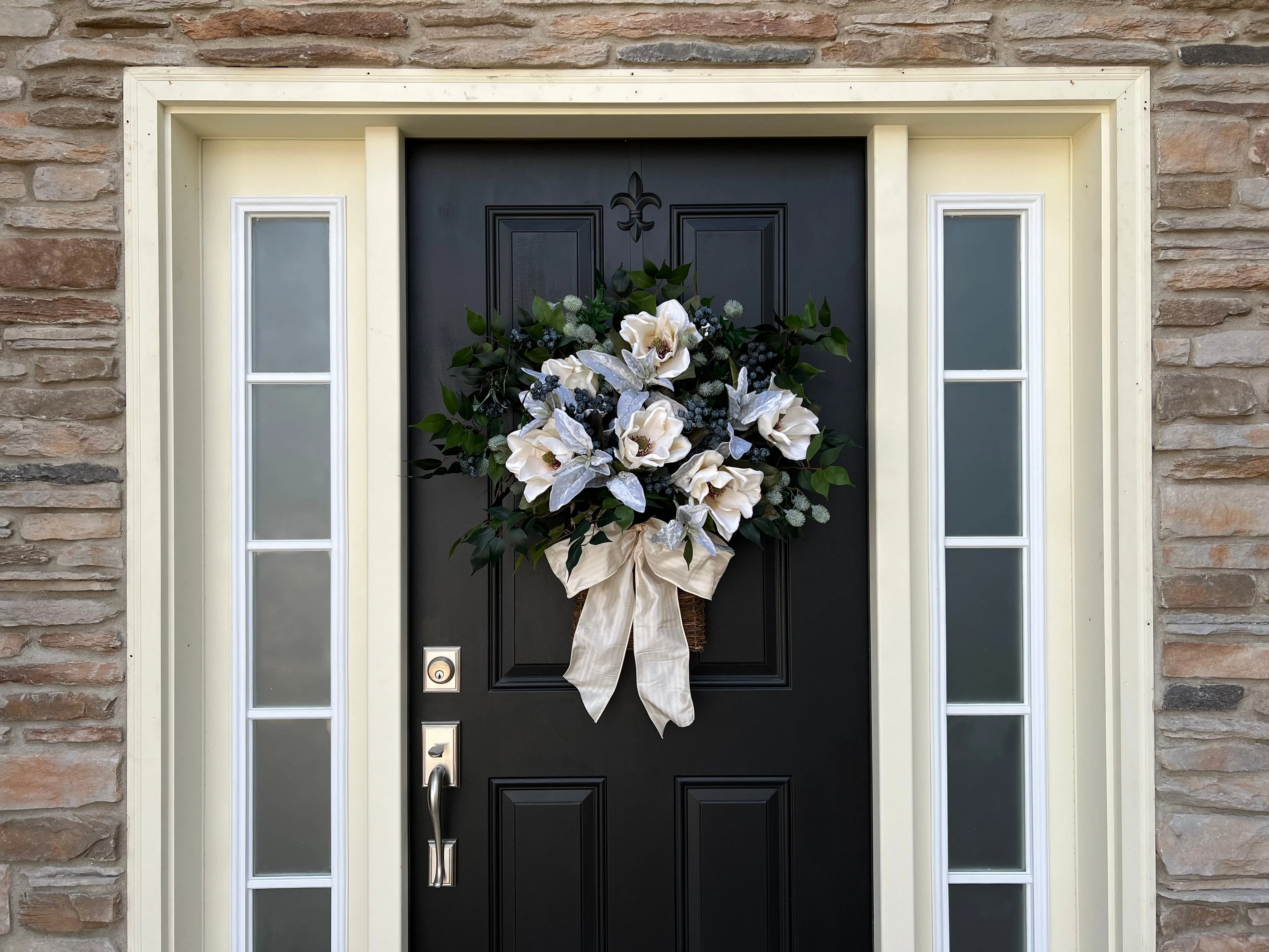 Winter Magnolia Basket Arrangement