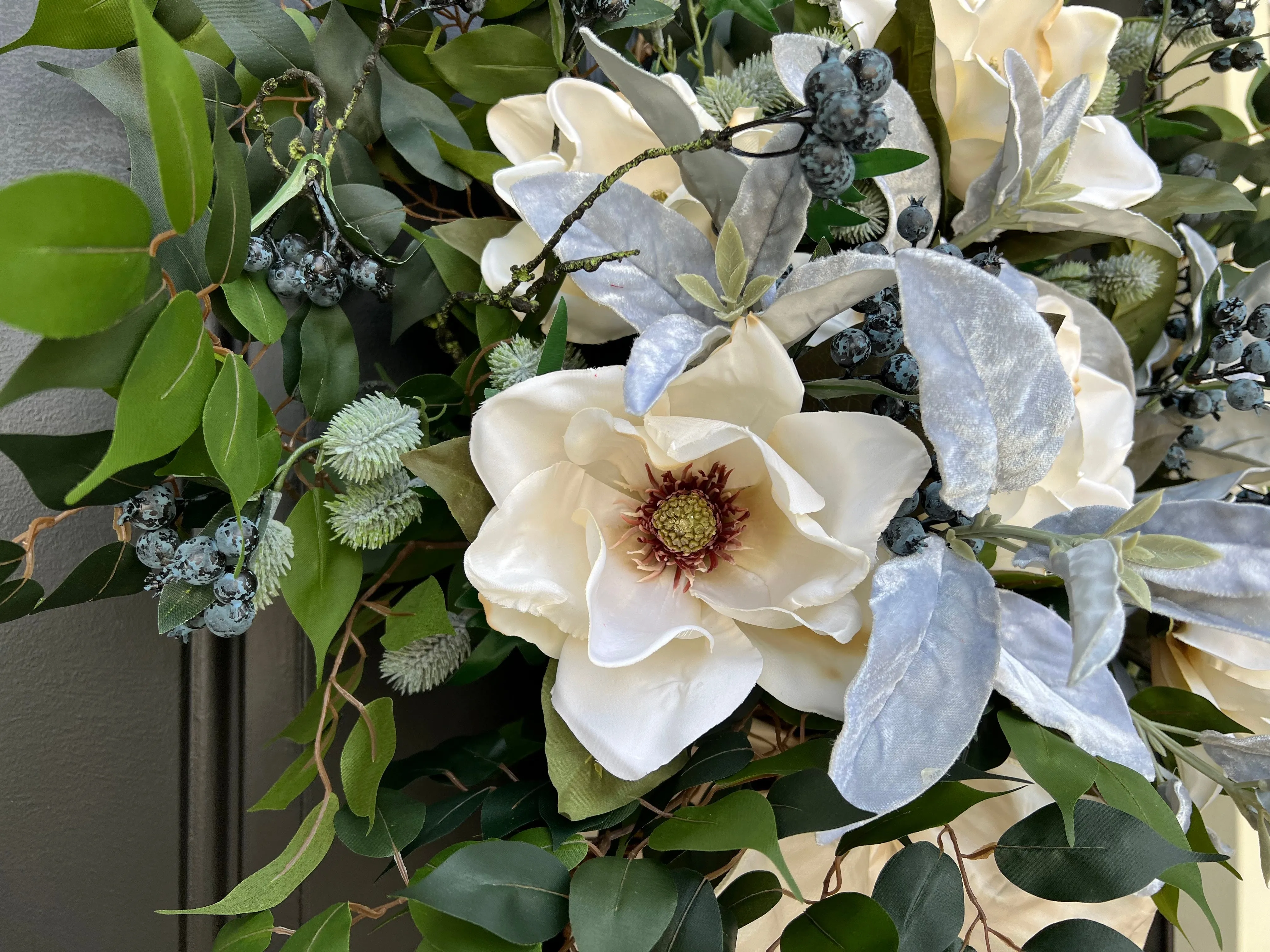 Winter Magnolia Basket Arrangement