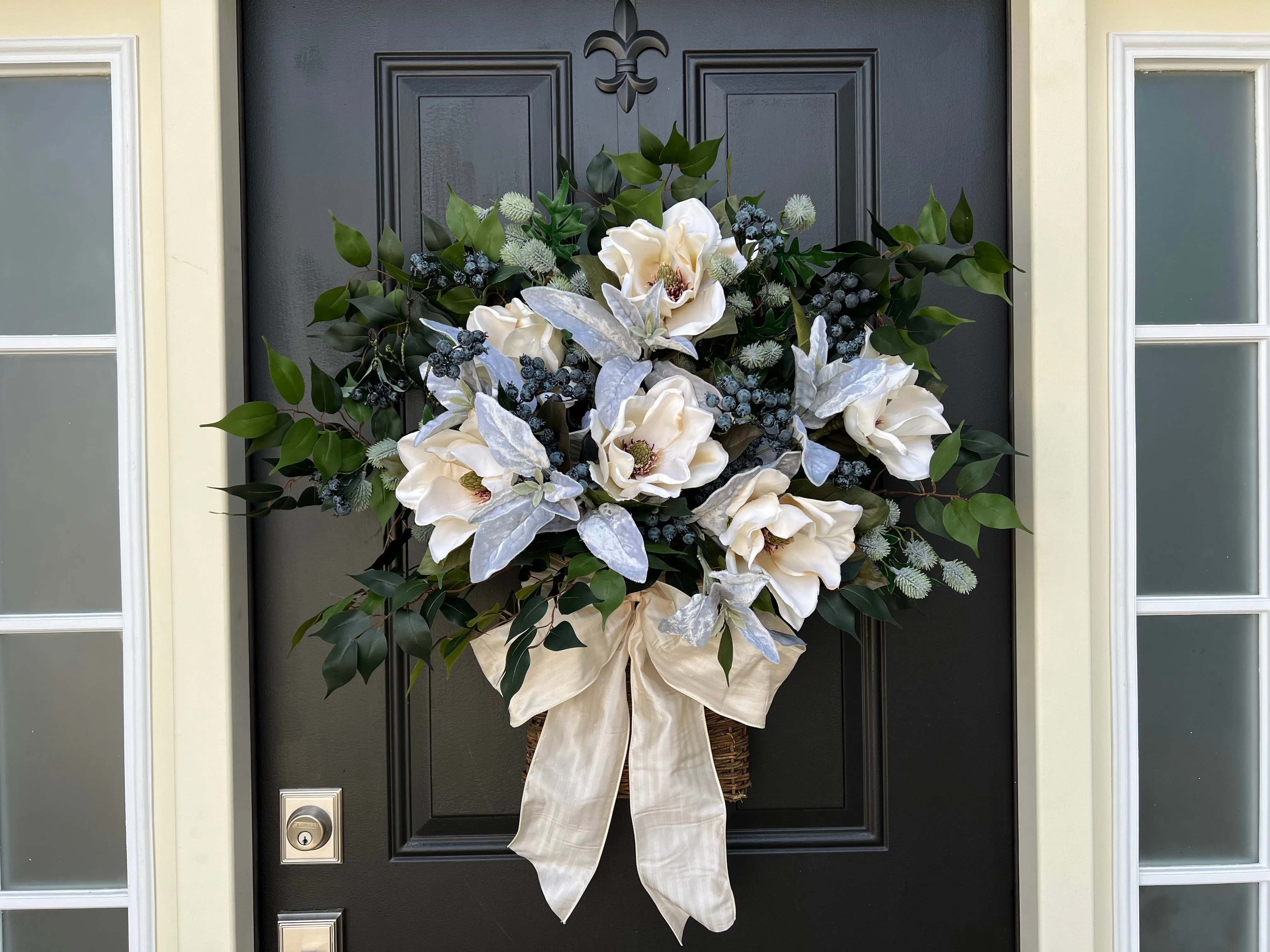 Winter Magnolia Basket Arrangement