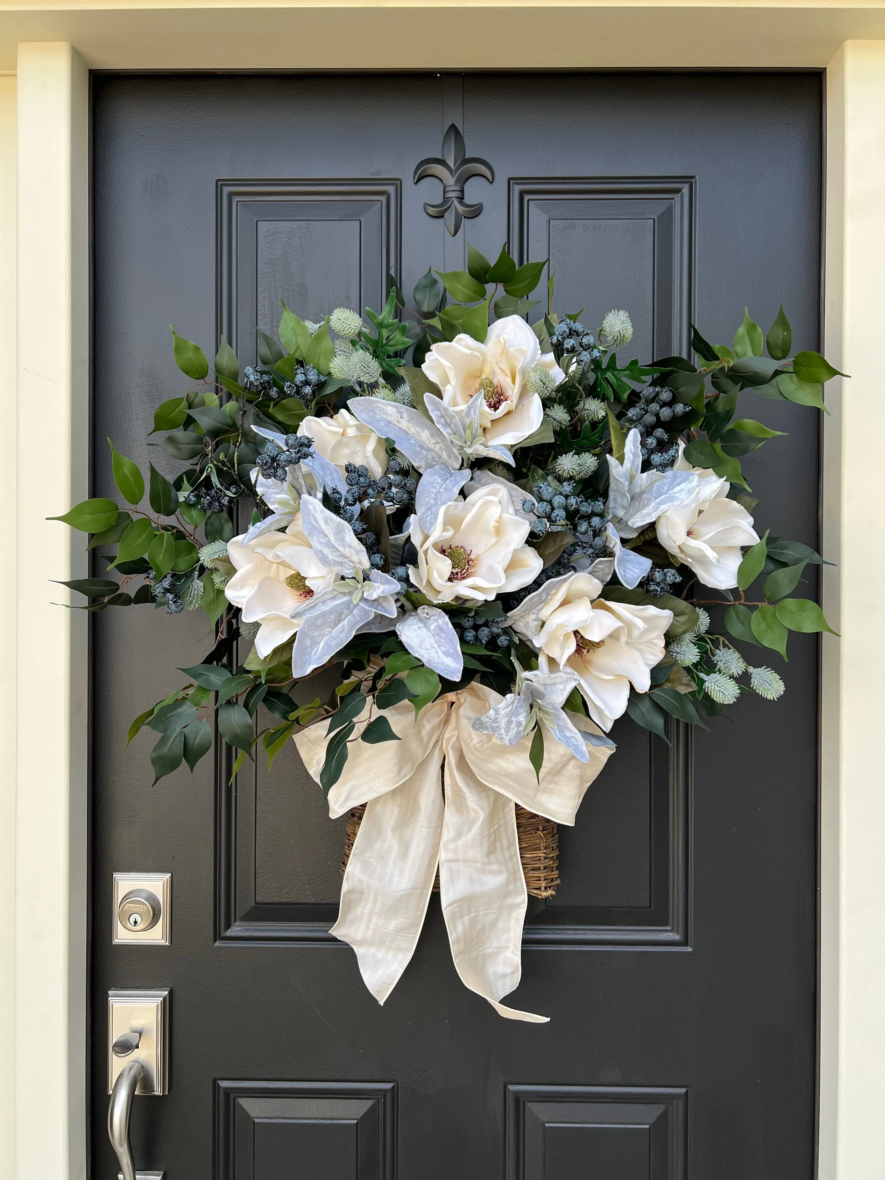 Winter Magnolia Basket Arrangement
