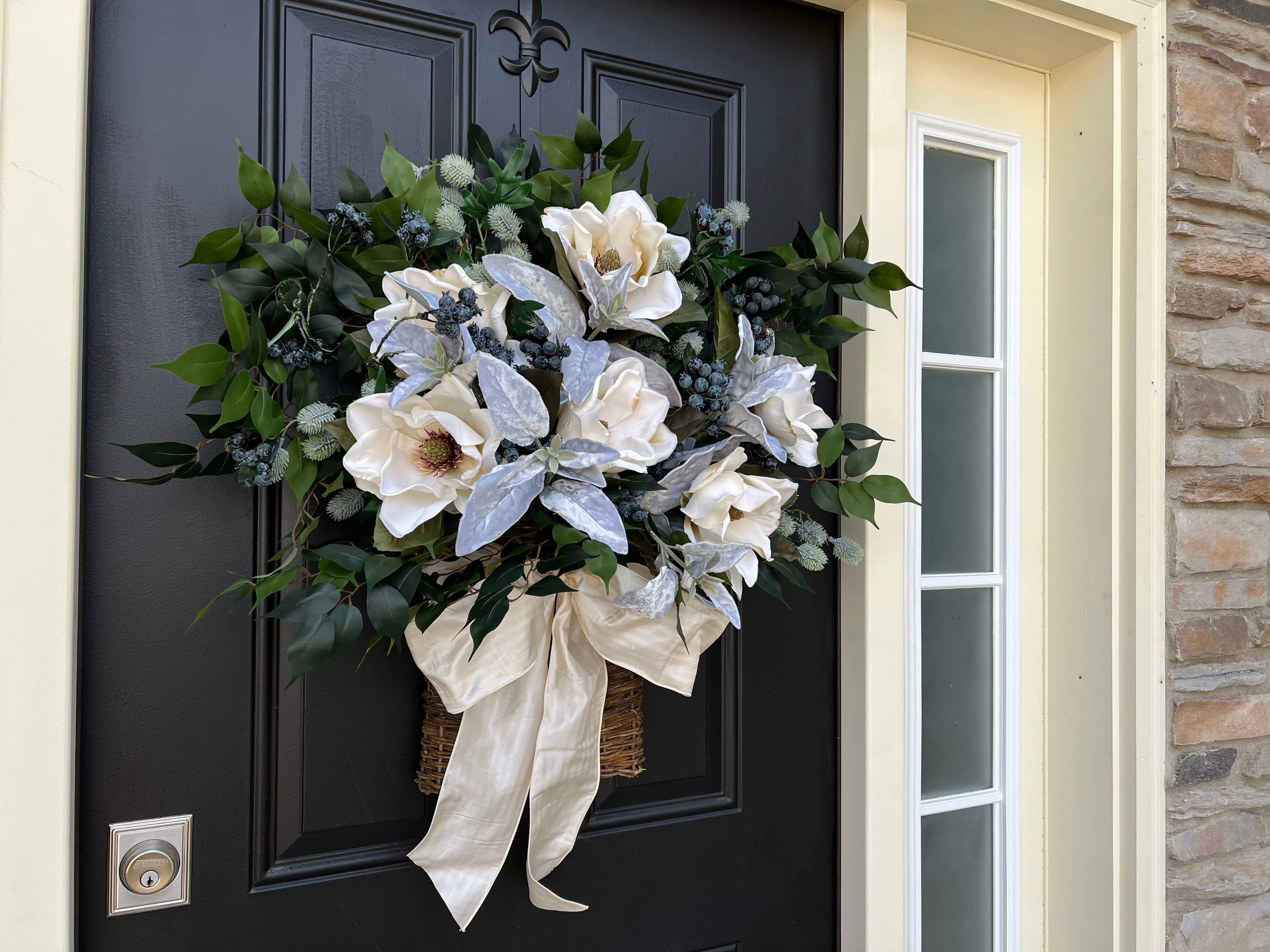 Winter Magnolia Basket Arrangement