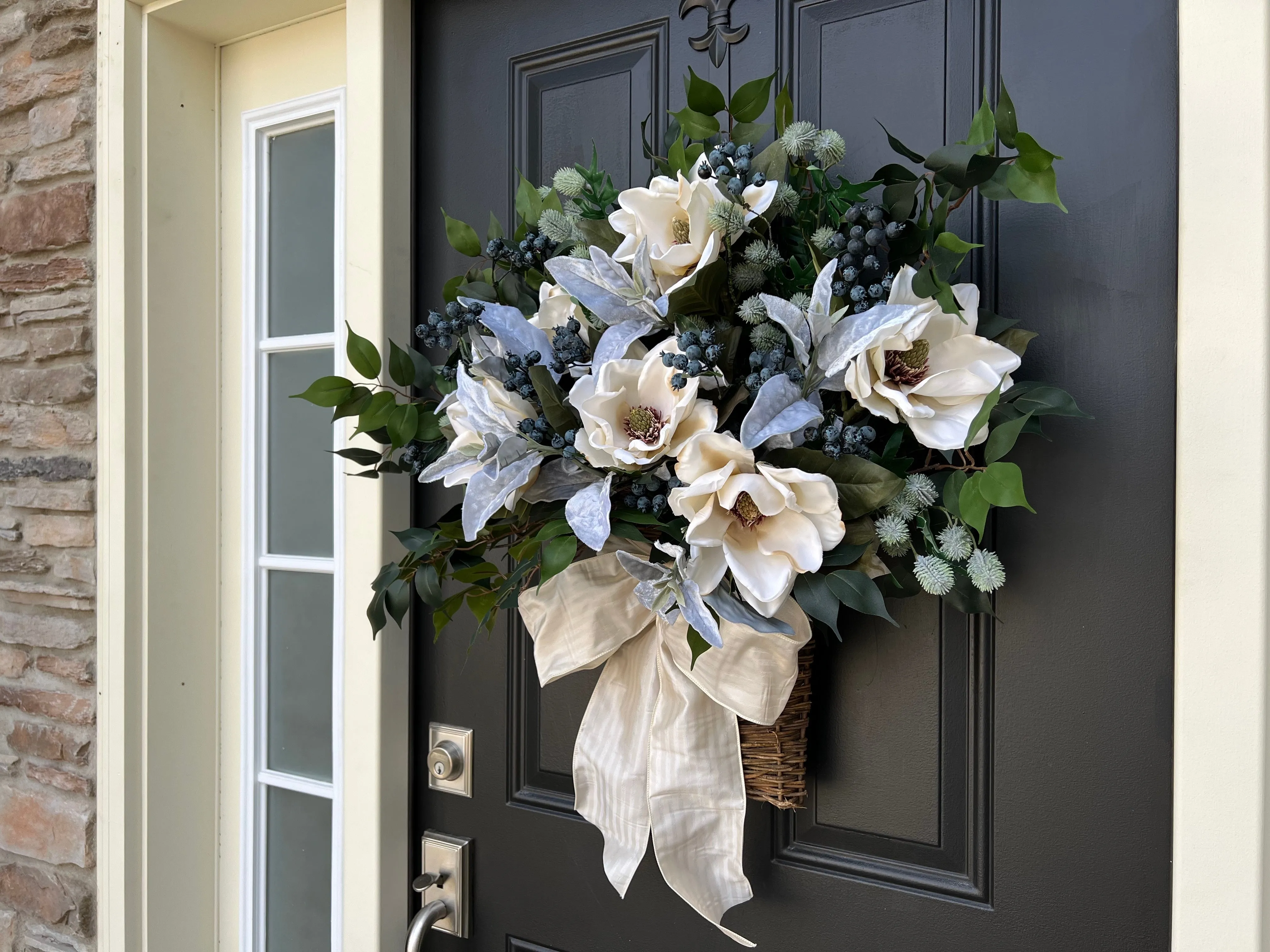 Winter Magnolia Basket Arrangement