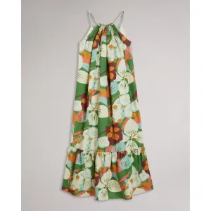 Women Wmd-Dulina-Strappy Linen Maxi Dress With Pleat Detail - Green