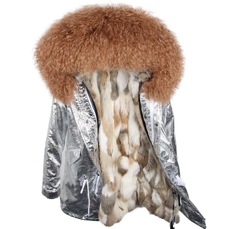 Women's Winter Casual Long Hooded Thick Parka With Sheep Fur