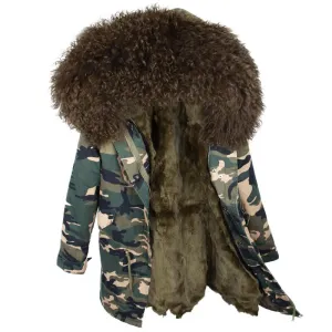 Women's Winter Casual Long Hooded Thick Parka With Sheep Fur