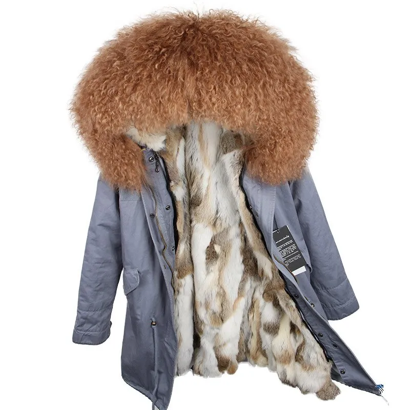Women's Winter Casual Long Hooded Thick Parka With Sheep Fur