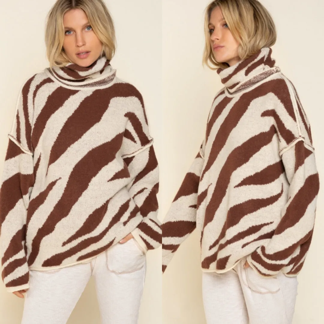 Zebra Turtleneck Sweater