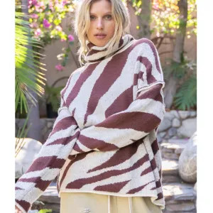 Zebra Turtleneck Sweater