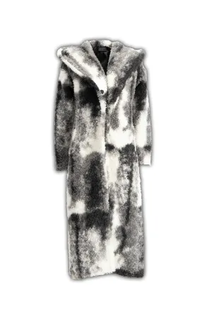 Zendaya Long Sleeve Hoody Coat - Black / White